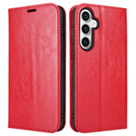 For Samsung Galaxy S23 FE Case Crazy Horse Texture Genuine Split Leather Phone Cover with Stand and Wallet