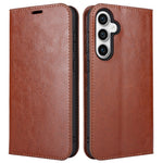 For Samsung Galaxy S23 FE Case Crazy Horse Texture Genuine Split Leather Phone Cover with Stand and Wallet