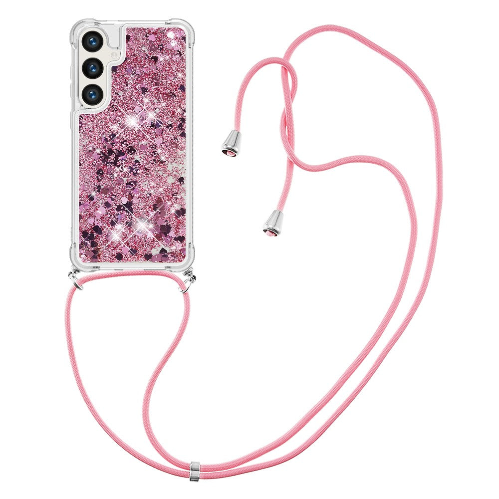 For Samsung Galaxy S24+ TPU Case Quicksand Design Phone Cover with Lanyard