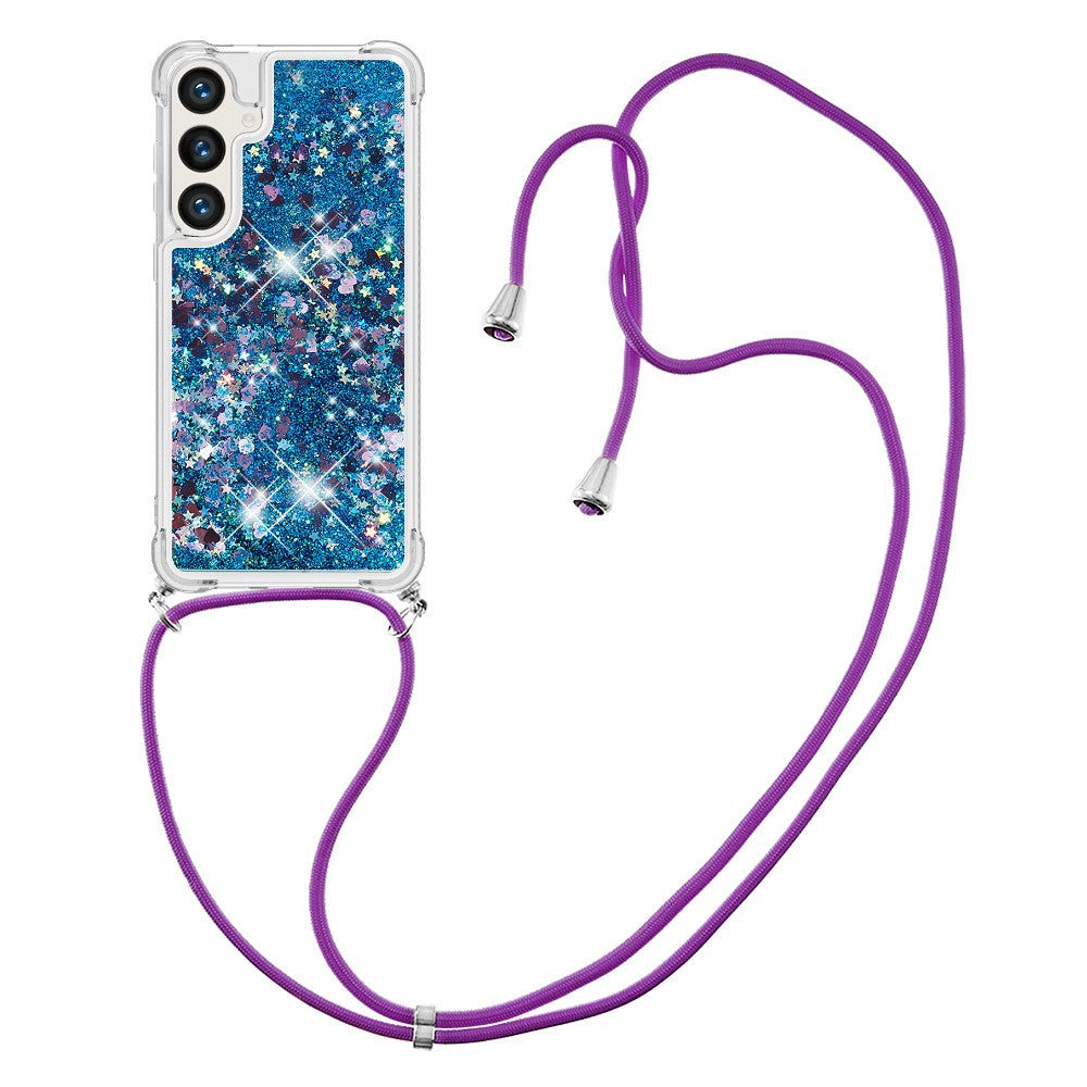 For Samsung Galaxy S24+ TPU Case Quicksand Design Phone Cover with Lanyard