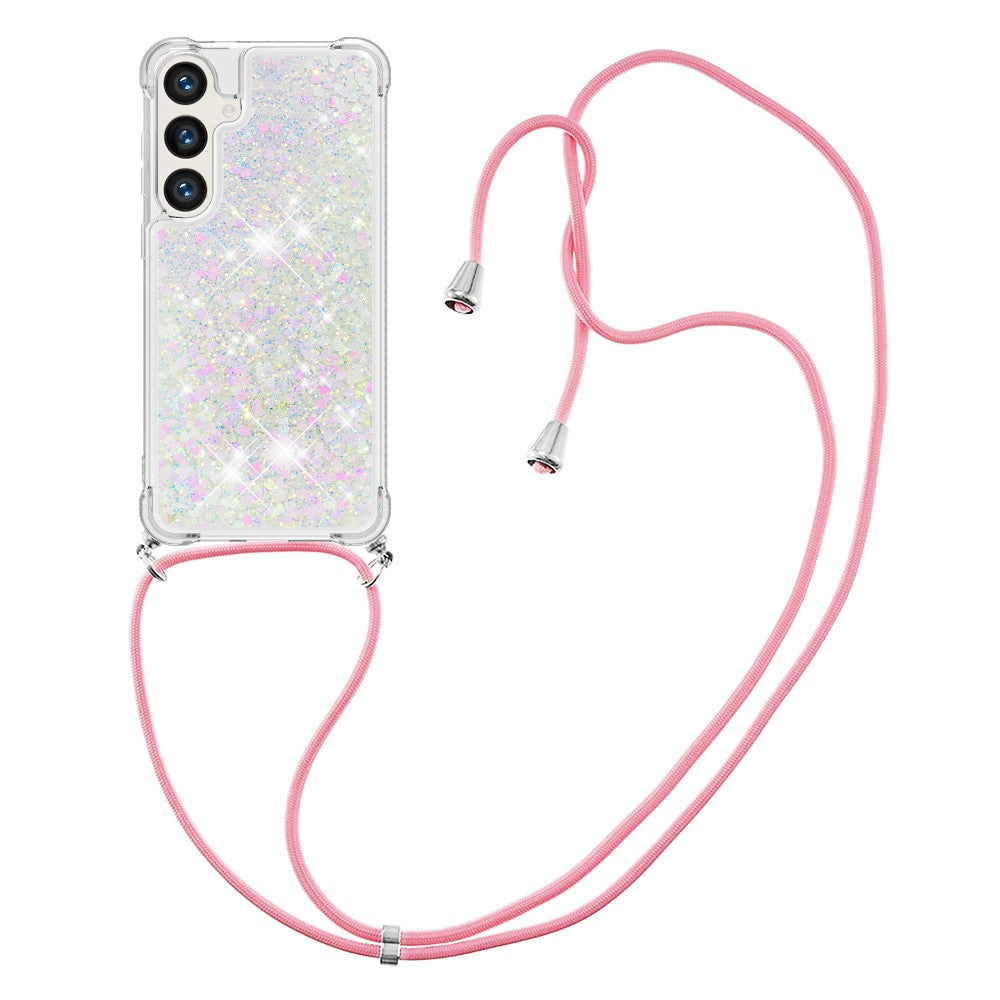 For Samsung Galaxy S24+ TPU Case Quicksand Design Phone Cover with Lanyard