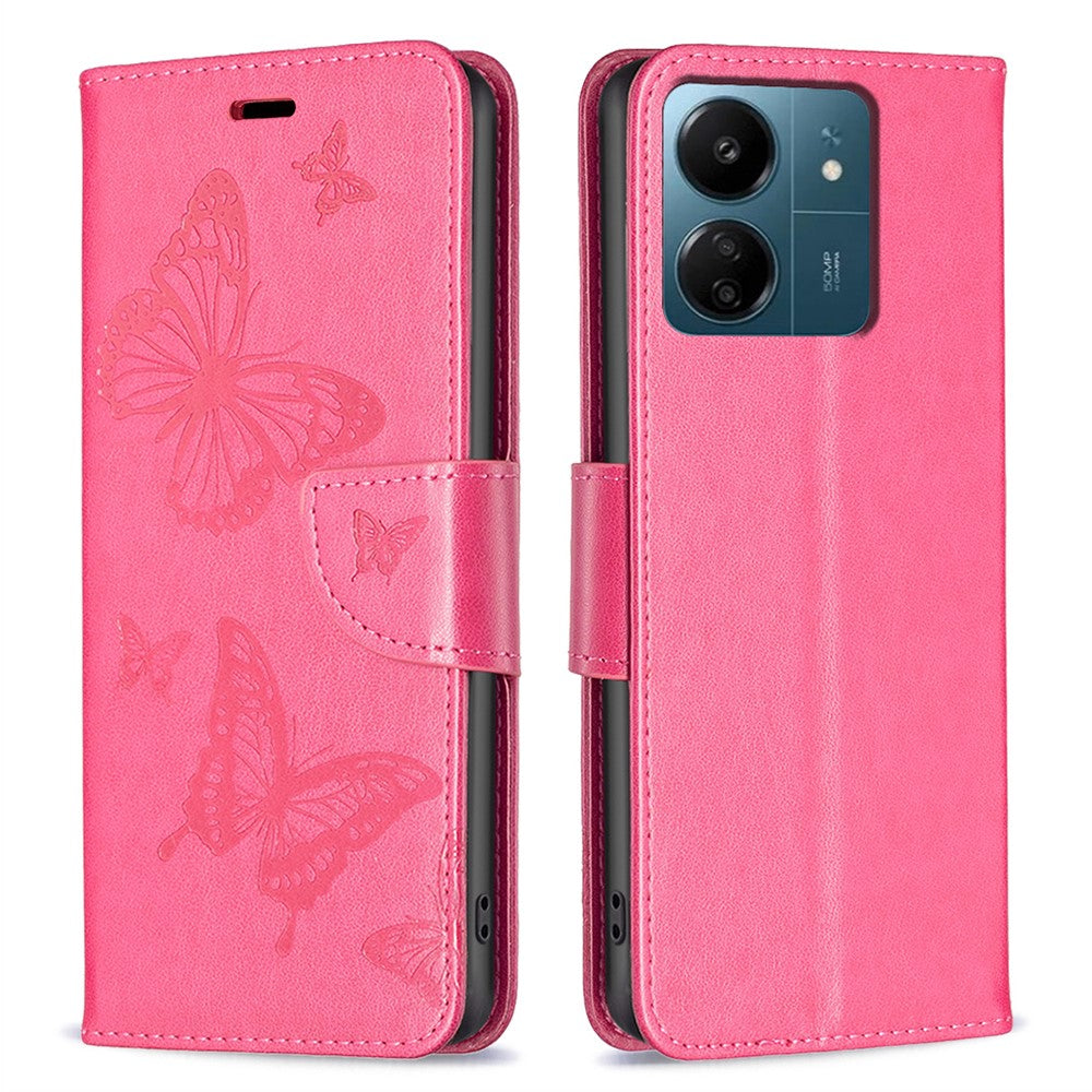 For Xiaomi Redmi 13C 4G / 13C 5G / 13R 5G / Poco M6 5G / Poco C65 4G Case Butterfly Imprinted PU Leather Wallet Phone Cover