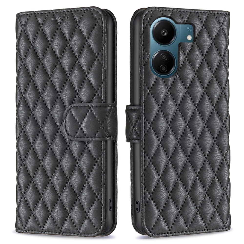BINFEN COLOR BF Style-14 För Xiaomi Redmi 13C 4G / 13C 5G / 13R 5G / Poco M6 5G / Poco C65 4G Skal Stativ Läderfodral med Plånbok