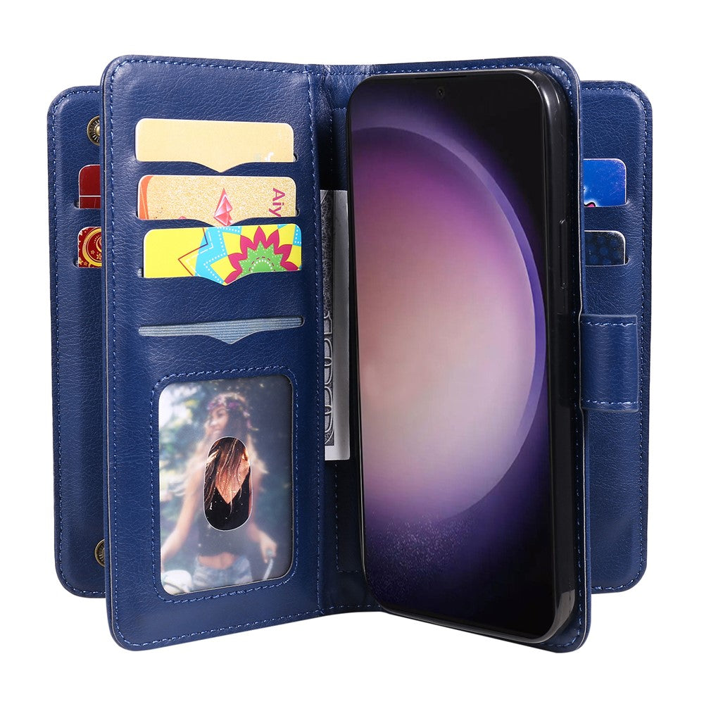 For Samsung Galaxy S24 Ultra Leather Case with 10 Card Holder Phone Cover Stand