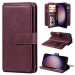For Samsung Galaxy S24 Ultra Leather Case with 10 Card Holder Phone Cover Stand