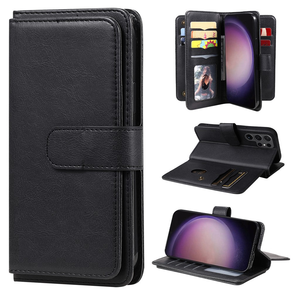 For Samsung Galaxy S24 Ultra Leather Case with 10 Card Holder Phone Cover Stand