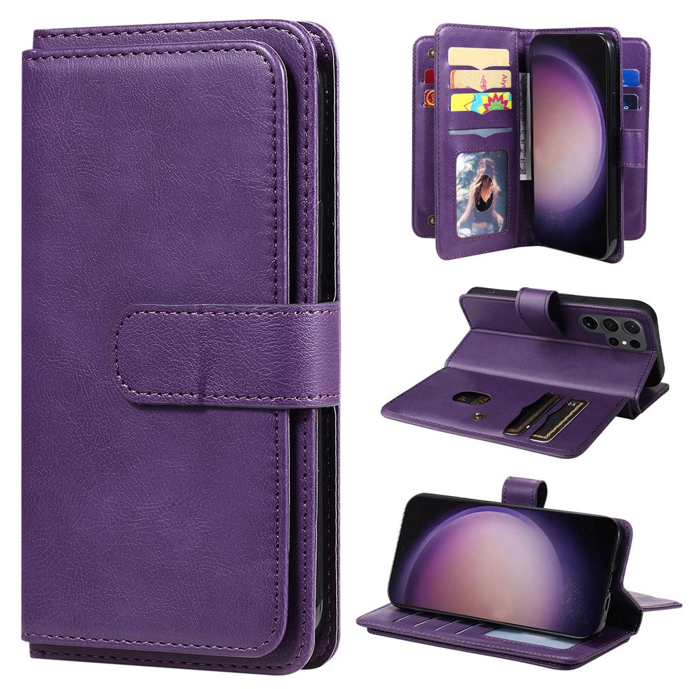 For Samsung Galaxy S24 Ultra Leather Case with 10 Card Holder Phone Cover Stand