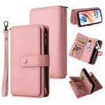 For Oppo A38 4G Zipper Wallet Case with 15 Card Slots and Strap Leather Phone Cover