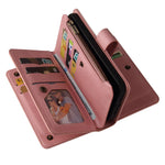 For Oppo A38 4G Zipper Wallet Case with 15 Card Slots and Strap Leather Phone Cover