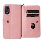For Oppo A38 4G Zipper Wallet Case with 15 Card Slots and Strap Leather Phone Cover
