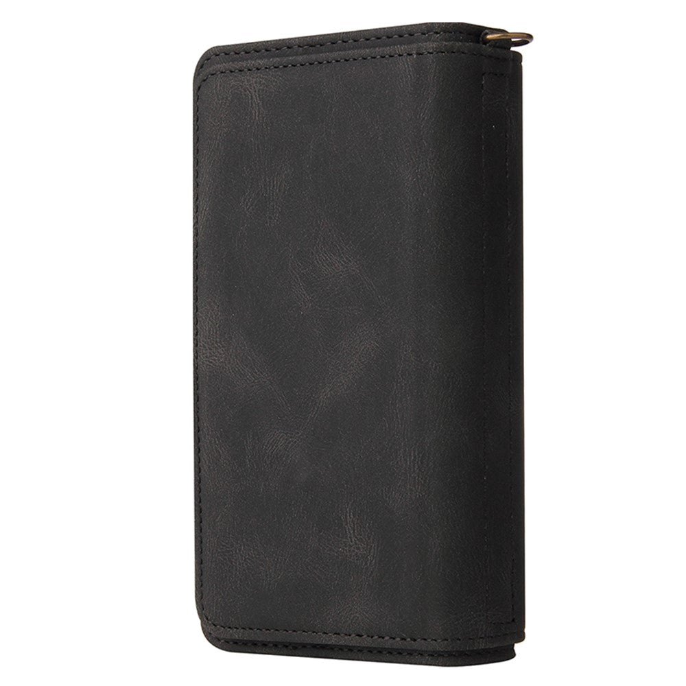 Til Samsung Galaxy A05s 4G Lynlås Pung Cover med 15 Kortlommer og Rem Læder Telefoncover