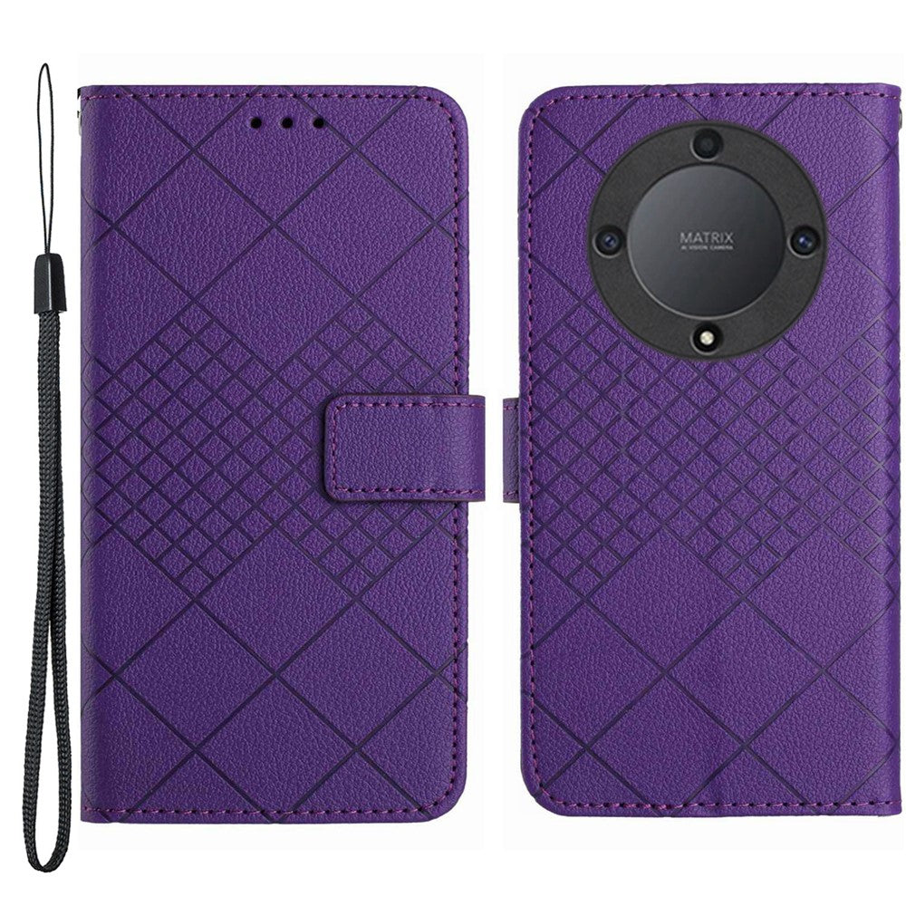 HT06 For Honor X9a 5G / X40 5G / Magic5 Lite 5G Case Rhombus Imprinted PU Leather Phone Cover