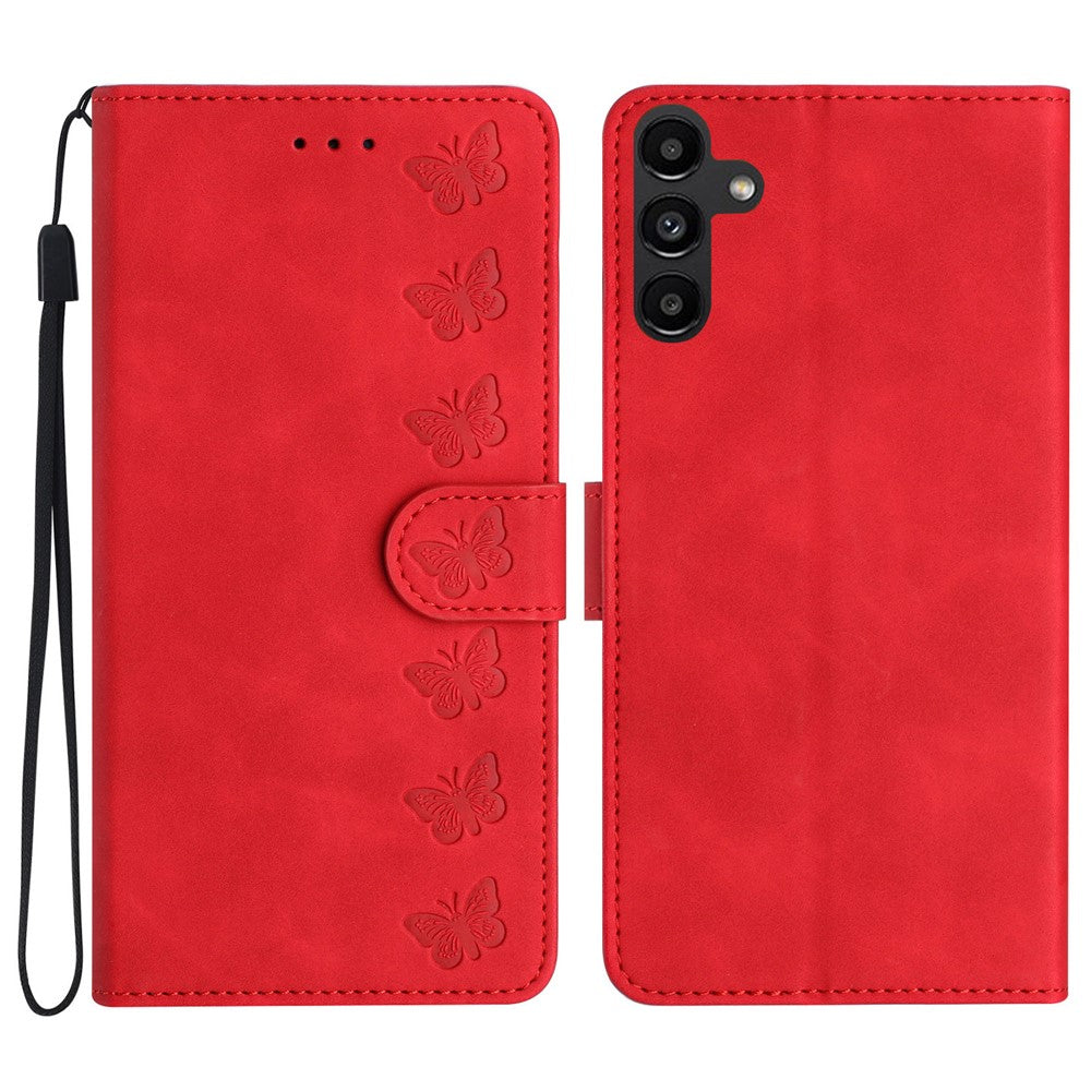 Til Samsung Galaxy A15 5G Cover Præget Sommerfugl Pung PU Læder Telefon Stand Cover