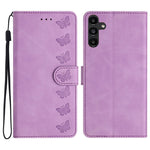 Til Samsung Galaxy A15 5G Cover Præget Sommerfugl Pung PU Læder Telefon Stand Cover