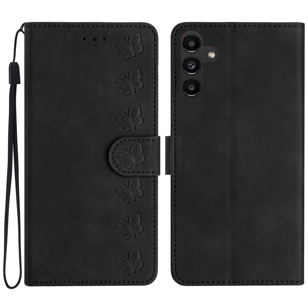 Til Samsung Galaxy A15 5G Cover Præget Sommerfugl Pung PU Læder Telefon Stand Cover
