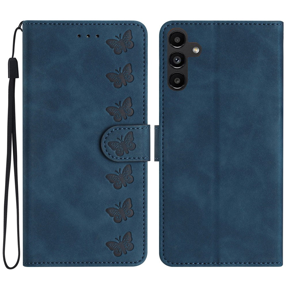 Til Samsung Galaxy A15 5G Cover Præget Sommerfugl Pung PU Læder Telefon Stand Cover