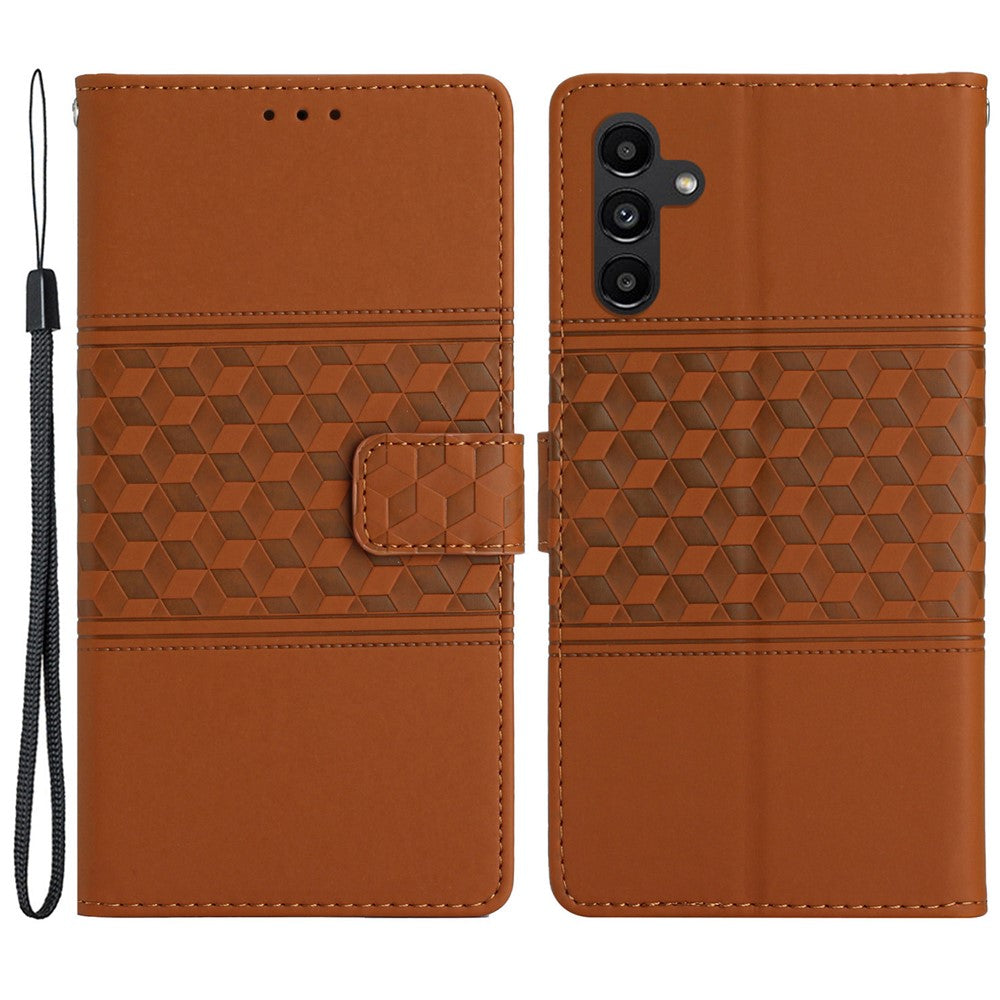 Til Samsung Galaxy A05s 4G Anti-drop Imprintet Rhombus PU Læder Telefoncover med Standerfunktion