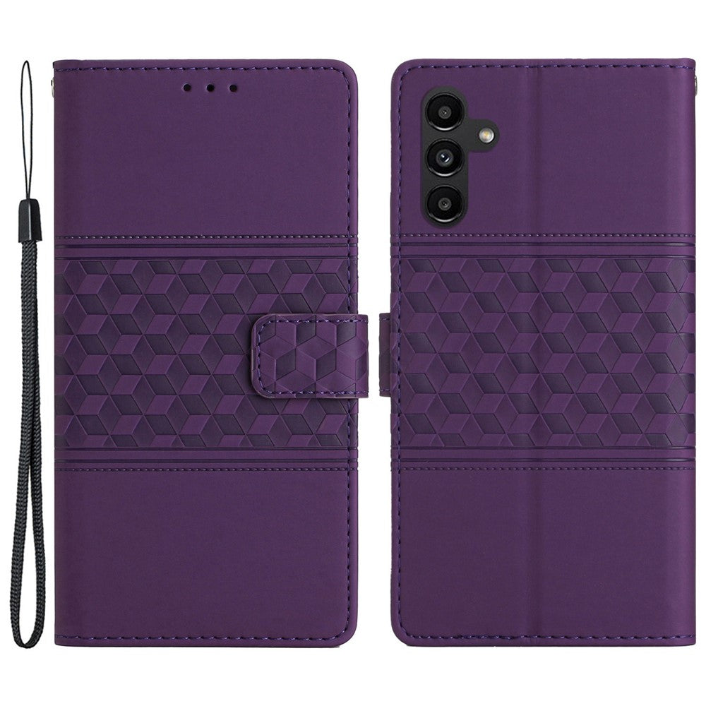 Til Samsung Galaxy A05s 4G Anti-drop Imprintet Rhombus PU Læder Telefoncover med Standerfunktion