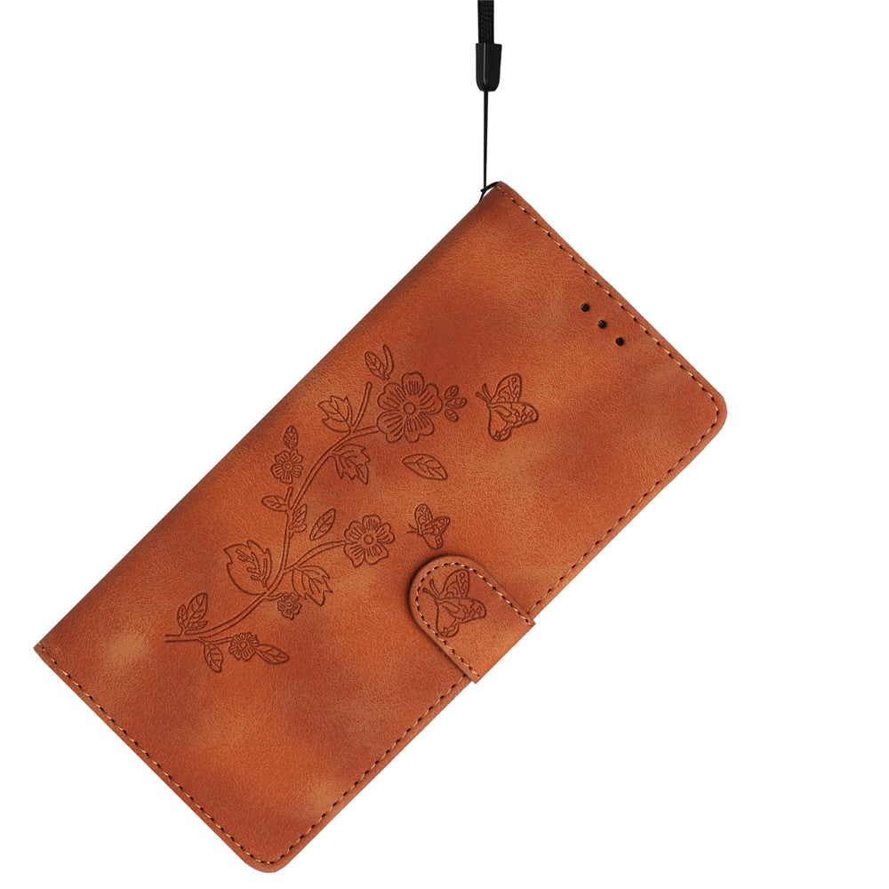 Til Samsung Galaxy A15 5G Cover Slim-Fit Læderpræget Blomster Telefoncover med Stativ og Pung