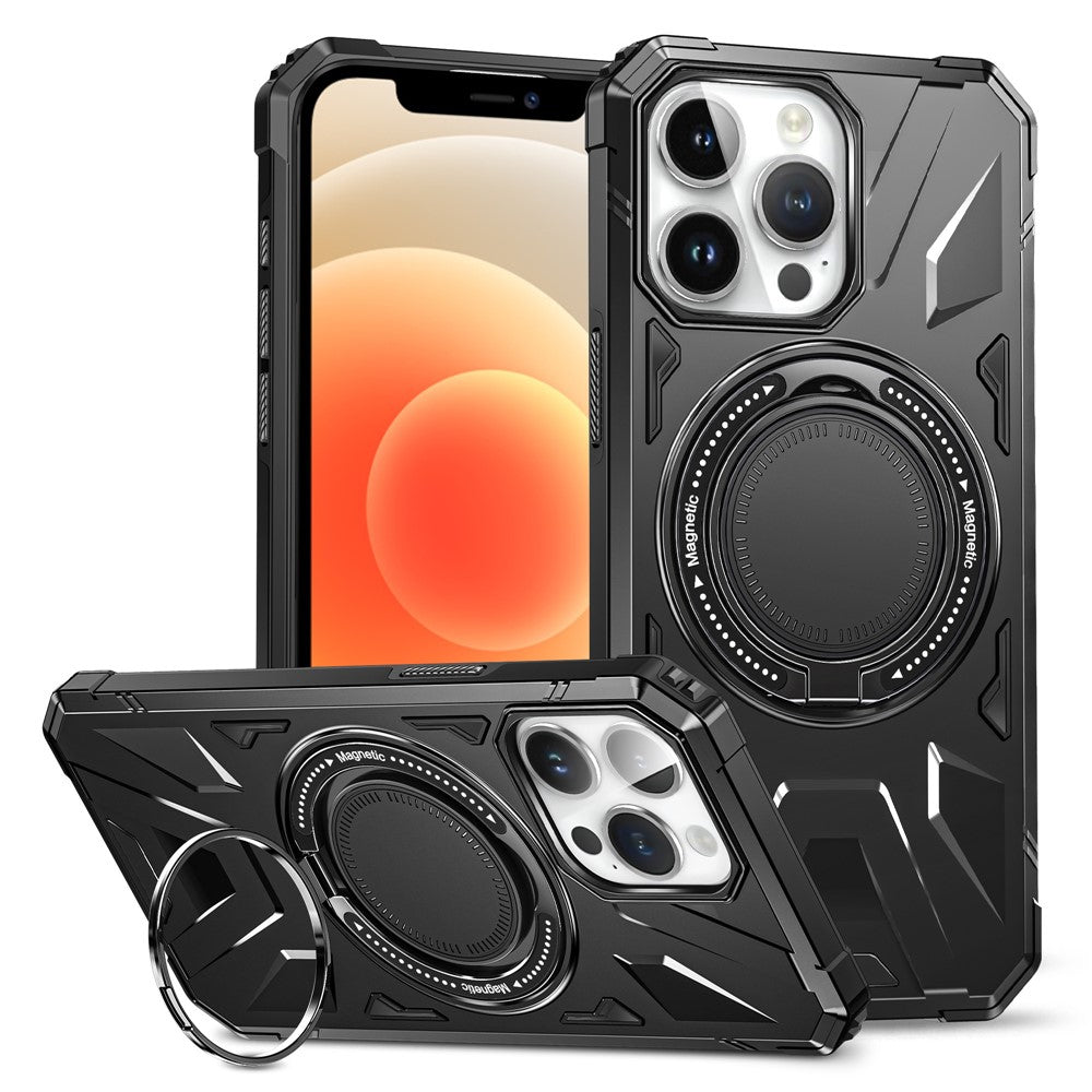 För iPhone 12 Pro Max 6,7 tums fodral magnetiskt fallsäkert TPU+PC stödben skyddande baksida