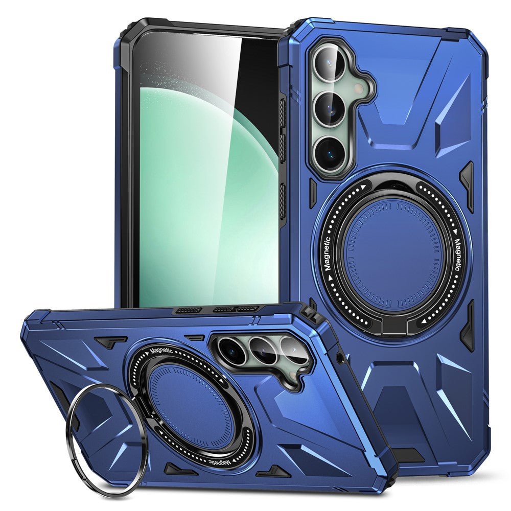 For Samsung Galaxy S23 FE Case TPU+PC Rotating Kickstand Phone Cover Built-in Magnetic Holder Metal Sheet