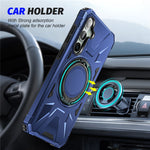 For Samsung Galaxy S23 FE Case TPU+PC Rotating Kickstand Phone Cover Built-in Magnetic Holder Metal Sheet
