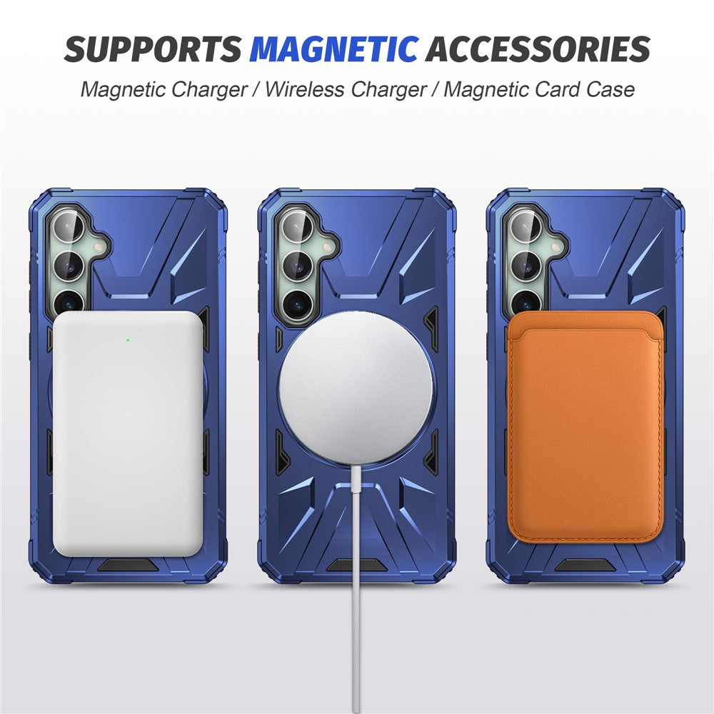For Samsung Galaxy S23 FE Case TPU+PC Rotating Kickstand Phone Cover Built-in Magnetic Holder Metal Sheet