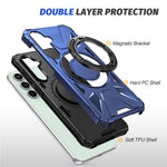For Samsung Galaxy S23 FE Case TPU+PC Rotating Kickstand Phone Cover Built-in Magnetic Holder Metal Sheet