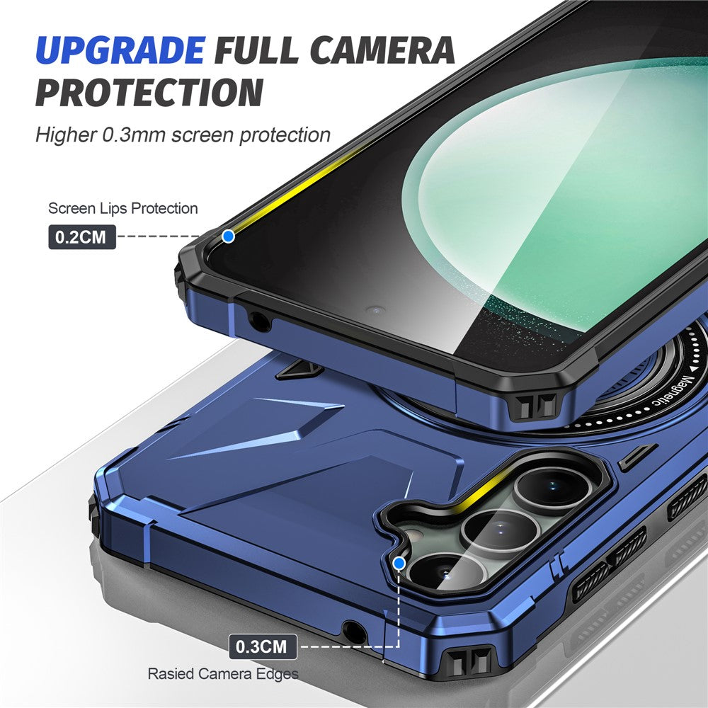 For Samsung Galaxy S23 FE Case TPU+PC Rotating Kickstand Phone Cover Built-in Magnetic Holder Metal Sheet