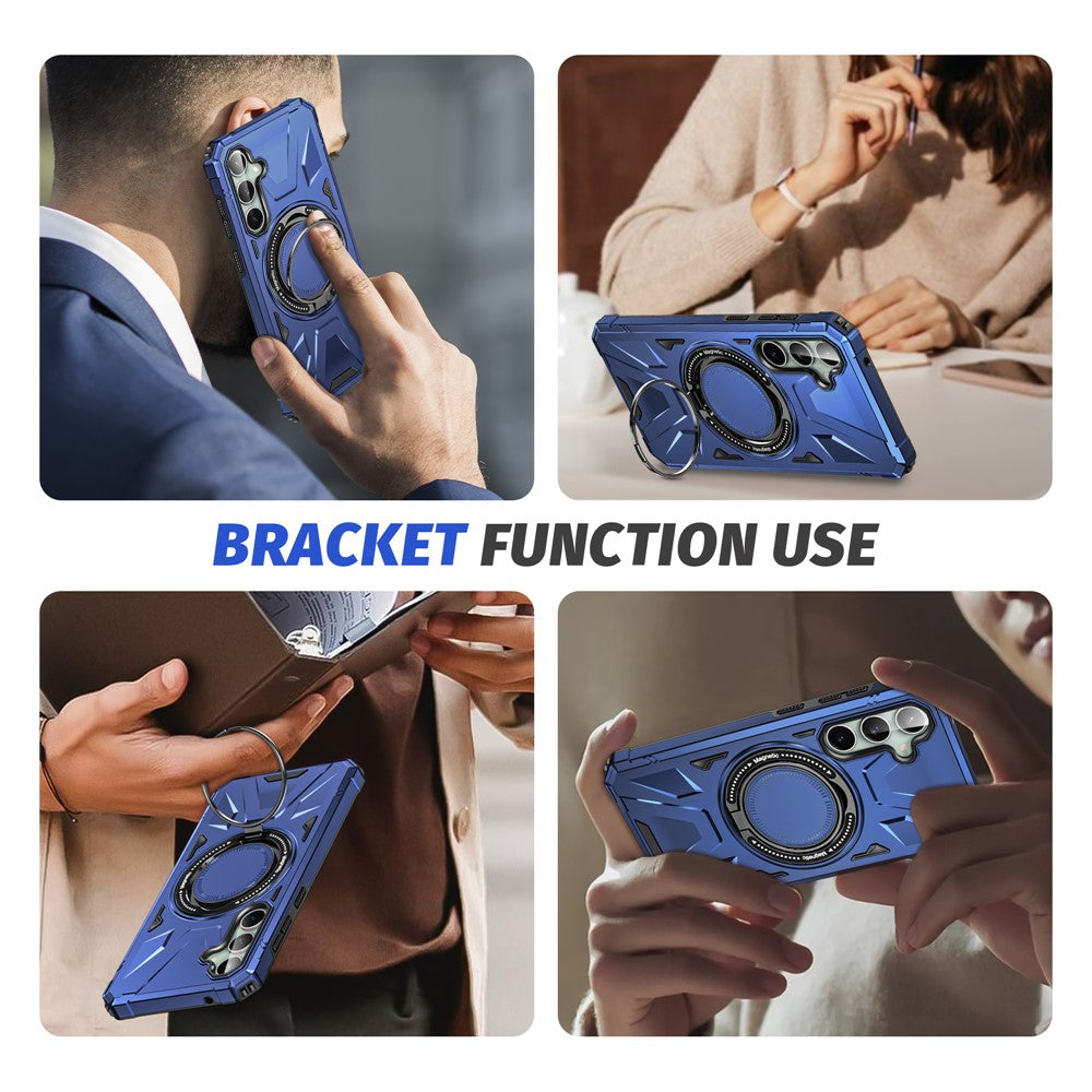 For Samsung Galaxy S23 FE Case TPU+PC Rotating Kickstand Phone Cover Built-in Magnetic Holder Metal Sheet