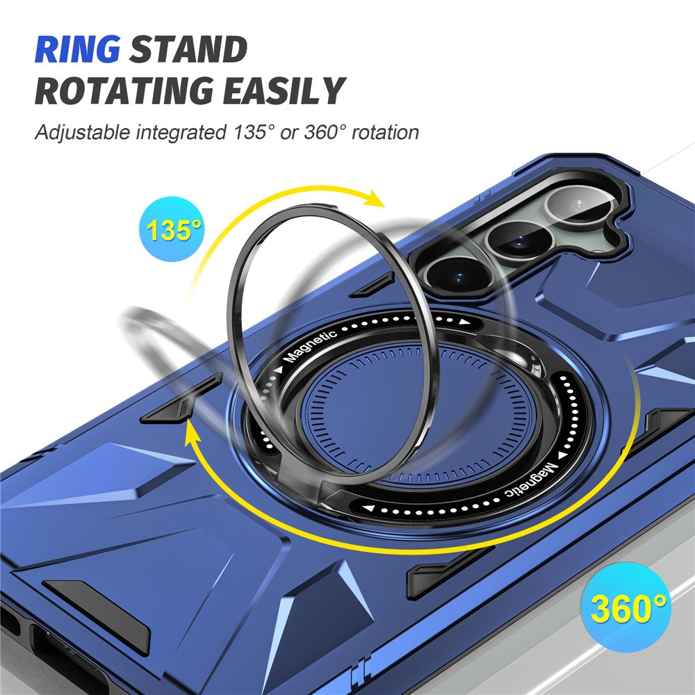 For Samsung Galaxy S23 FE Case TPU+PC Rotating Kickstand Phone Cover Built-in Magnetic Holder Metal Sheet