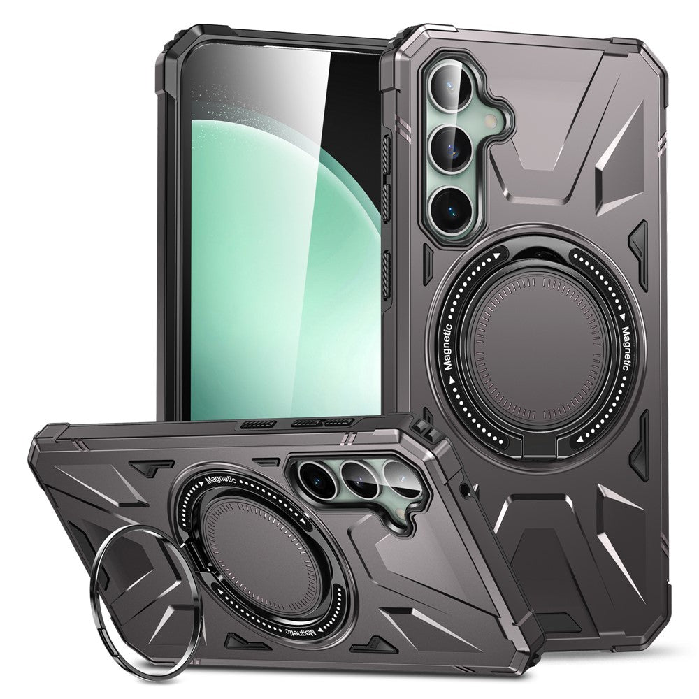 For Samsung Galaxy S23 FE Case TPU+PC Rotating Kickstand Phone Cover Built-in Magnetic Holder Metal Sheet