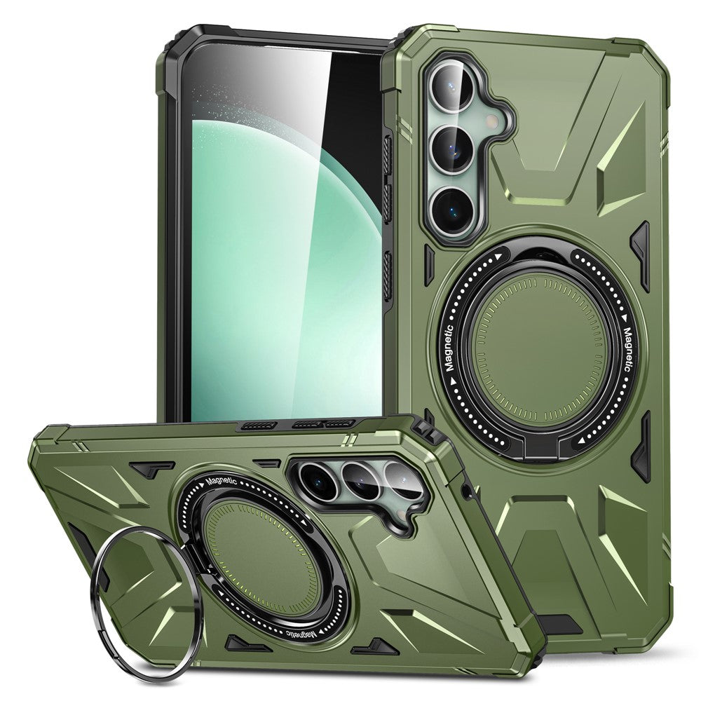 For Samsung Galaxy S23 FE Case TPU+PC Rotating Kickstand Phone Cover Built-in Magnetic Holder Metal Sheet