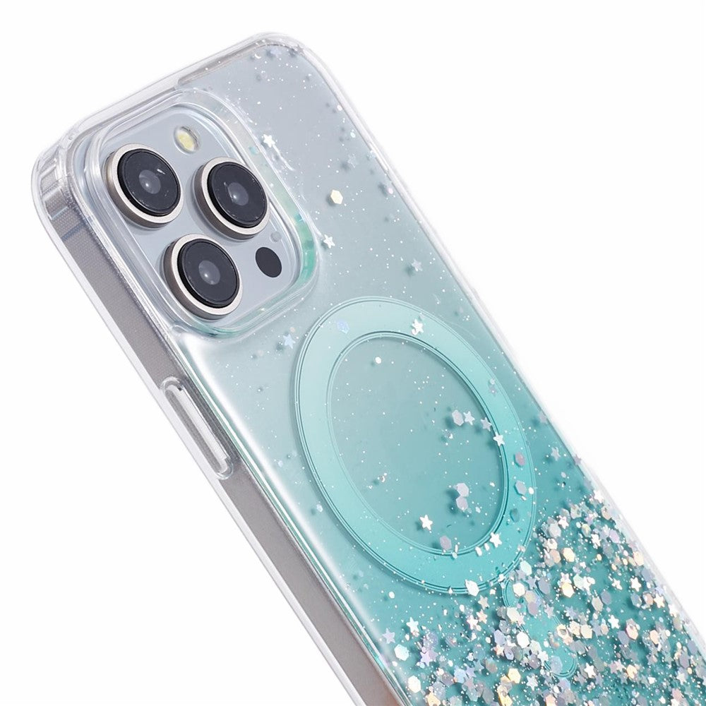 JTW Series For iPhone 15 Pro Shockproof Case Sparkle Epoxy TPU+Acrylic Phone Shell Compatible with MagSafe