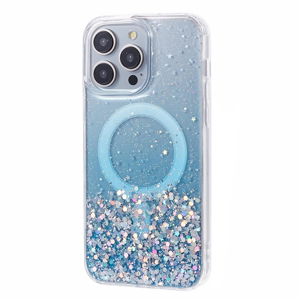 JTW Series For iPhone 15 Pro Shockproof Case Sparkle Epoxy TPU+Acrylic Phone Shell Compatible with MagSafe