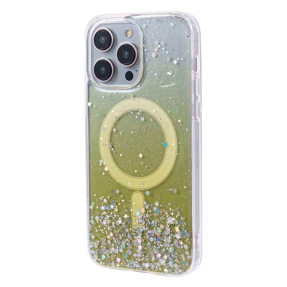 JTW Series For iPhone 15 Pro Shockproof Case Sparkle Epoxy TPU+Acrylic Phone Shell Compatible with MagSafe