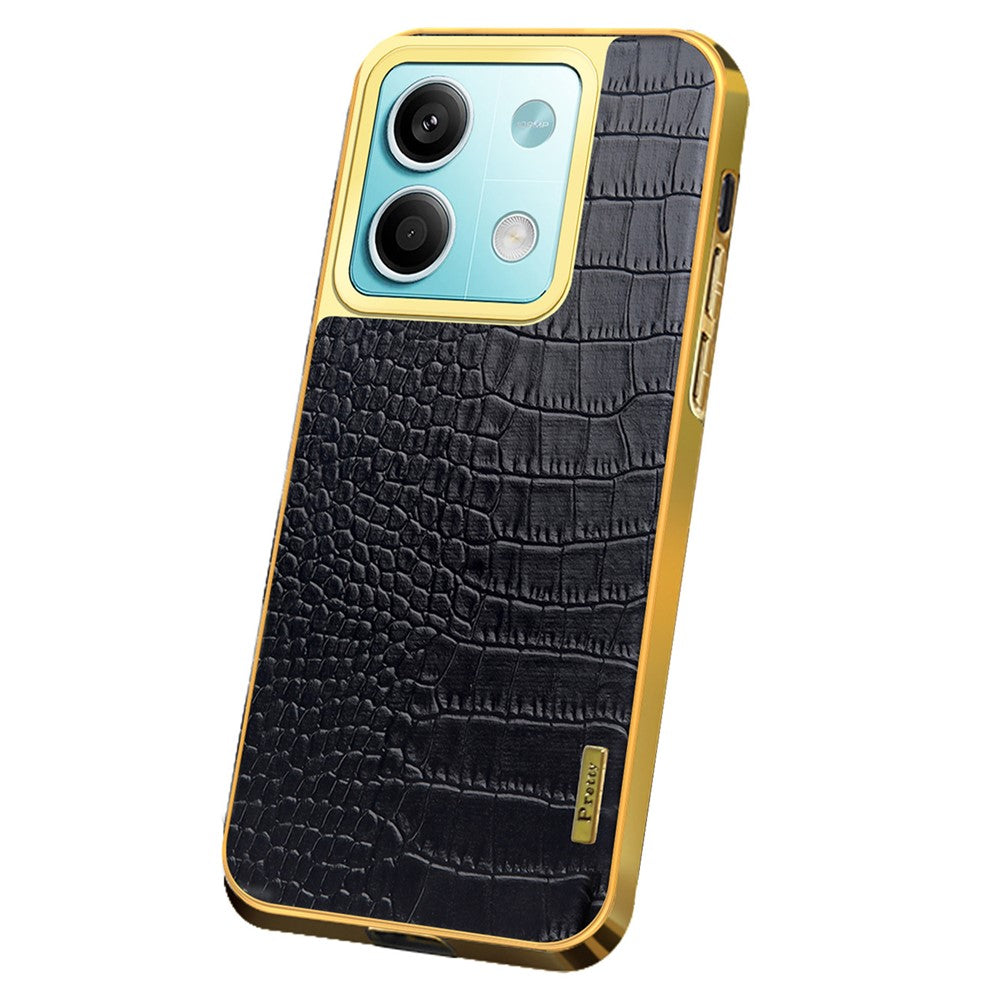 For Xiaomi Redmi Note 13 5G Case Crocodile Texture Leather+TPU Phone Back Shell Cover