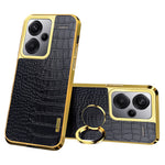 For Xiaomi Redmi Note 13 Pro+ 5G Case Leather+TPU Crocodile Texture Ring Kickstand Phone Back Shell