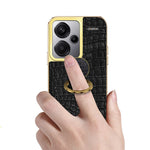 For Xiaomi Redmi Note 13 Pro+ 5G Case Leather+TPU Crocodile Texture Ring Kickstand Phone Back Shell