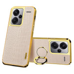 For Xiaomi Redmi Note 13 Pro+ 5G Case Leather+TPU Crocodile Texture Ring Kickstand Phone Back Shell