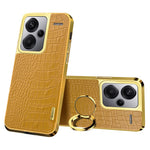 For Xiaomi Redmi Note 13 Pro+ 5G Case Leather+TPU Crocodile Texture Ring Kickstand Phone Back Shell