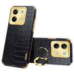 For Xiaomi Redmi Note 13 5G Case Crocodile Texture Leather+TPU Phone Shell Protector with Ring Kickstand