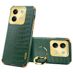 For Xiaomi Redmi Note 13 5G Case Crocodile Texture Leather+TPU Phone Shell Protector with Ring Kickstand