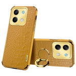 For Xiaomi Redmi Note 13 5G Case Crocodile Texture Leather+TPU Phone Shell Protector with Ring Kickstand