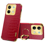 For Xiaomi Redmi Note 13 5G Case Crocodile Texture Leather+TPU Phone Shell Protector with Ring Kickstand