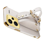 For Xiaomi Redmi Note 13 Pro+ 5G Case Crocodile Texture Wristband Electroplating Phone Cover