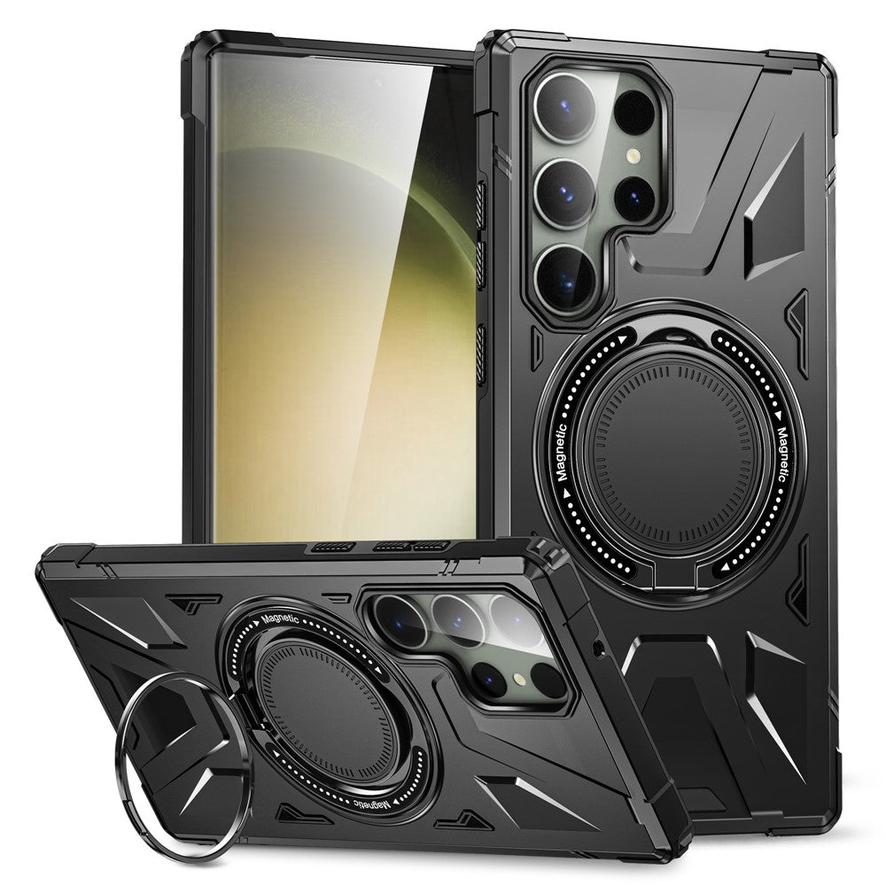 For Samsung Galaxy S23 Ultra Case Scratch-resistant TPU+PC Cellphone Cover with Rotatable Kickstand Design