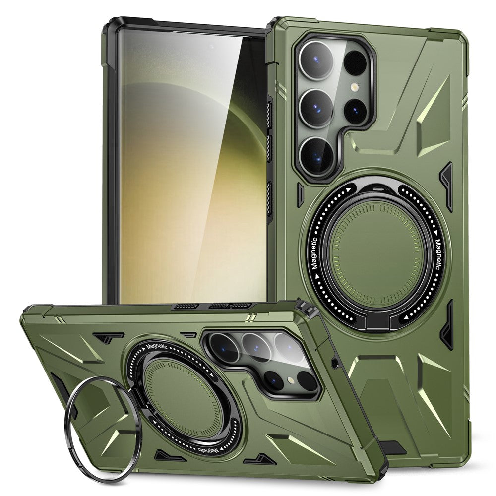 For Samsung Galaxy S23 Ultra Case Scratch-resistant TPU+PC Cellphone Cover with Rotatable Kickstand Design