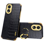 For Oppo A38 4G Case Crocodile Texture Ring Holder Kickstand Leather+TPU Phone Cover
