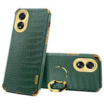 For Oppo A38 4G Case Crocodile Texture Ring Holder Kickstand Leather+TPU Phone Cover